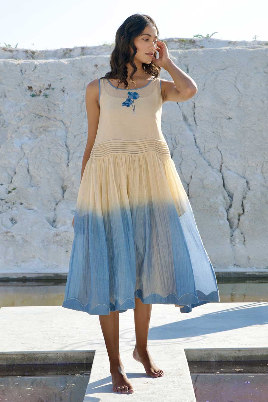 blue and yellow ombre dress 90s Yellow and Blue Ombre Dress