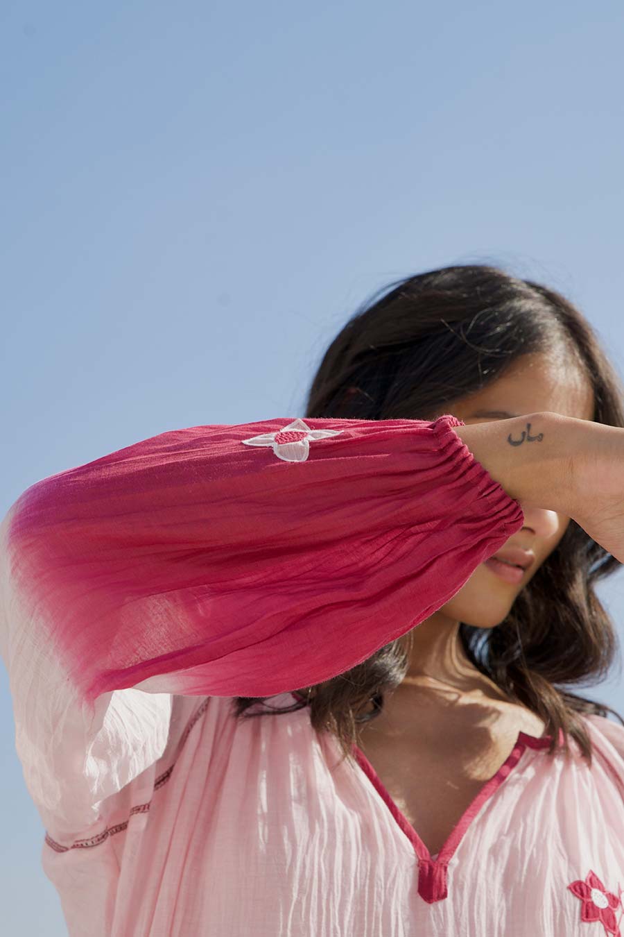 Pink Ombre Embroidered Dress