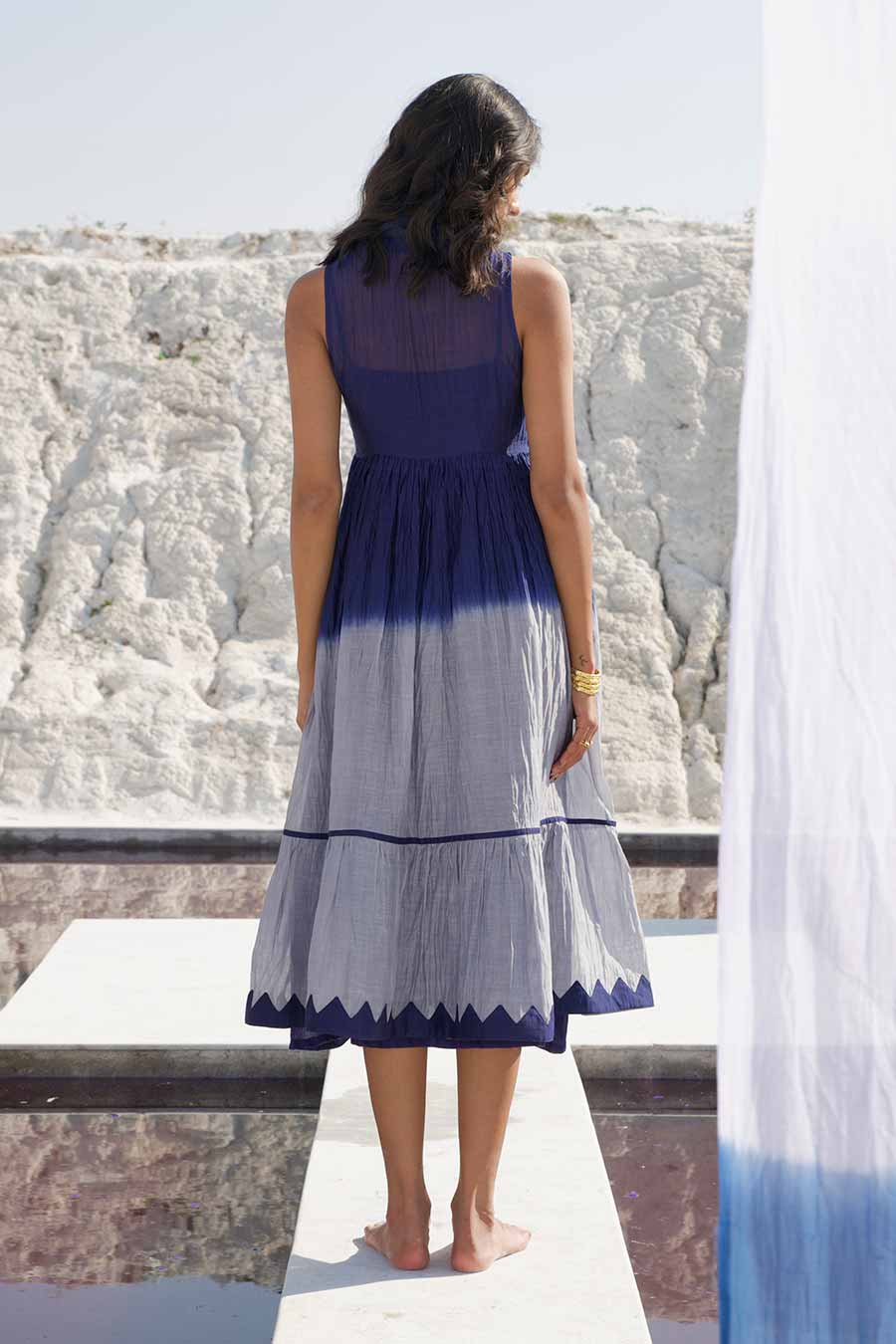 Blue Ombre Embroidered Dress
