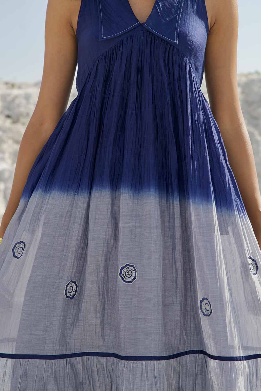Blue Ombre Embroidered Dress