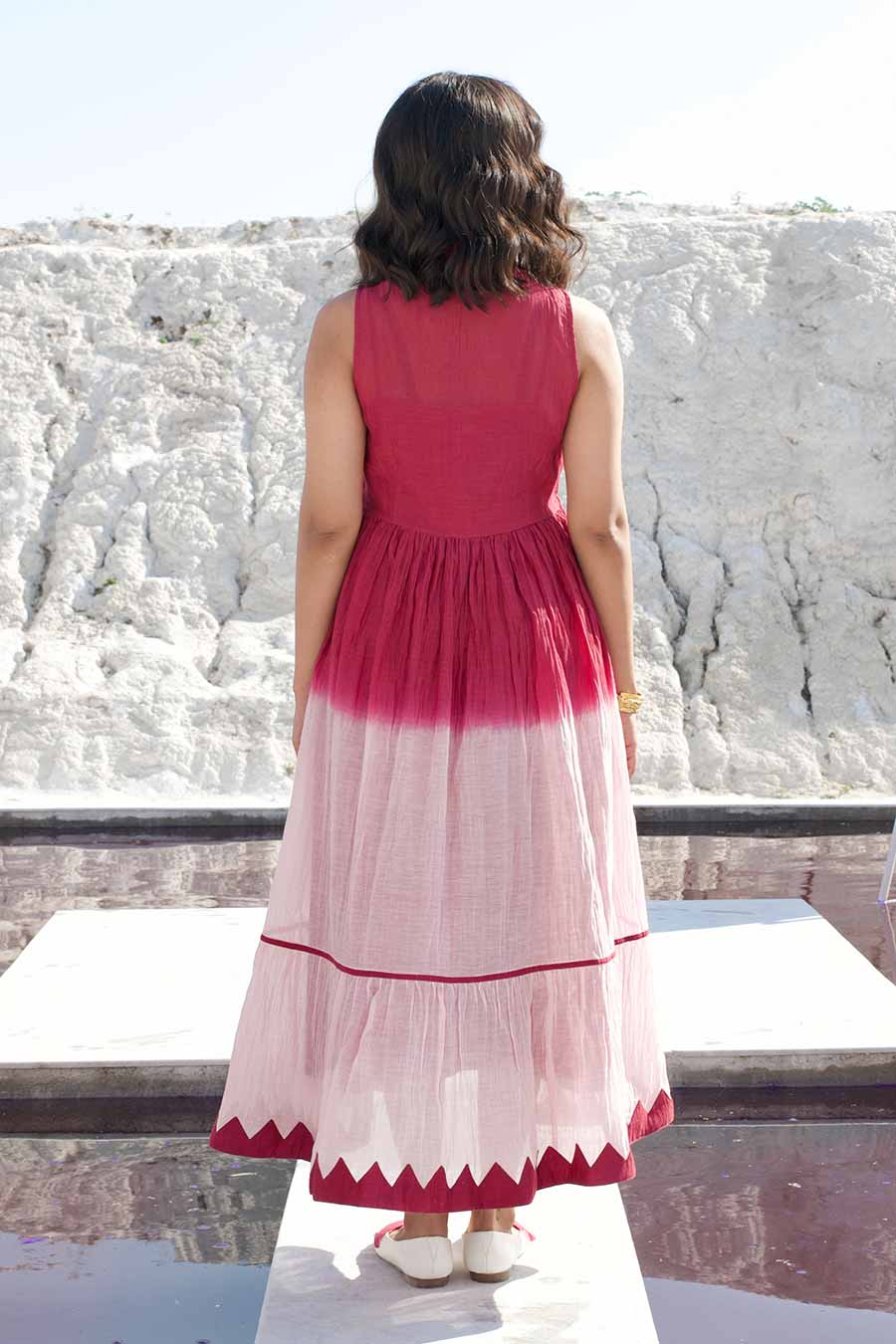 Pink Ombre Embroidered Dress