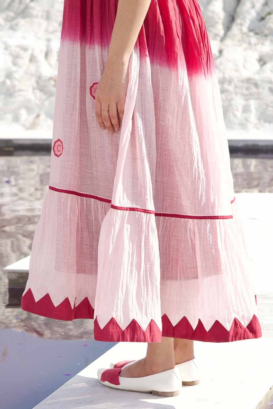 Pink Ombre Embroidered Dress