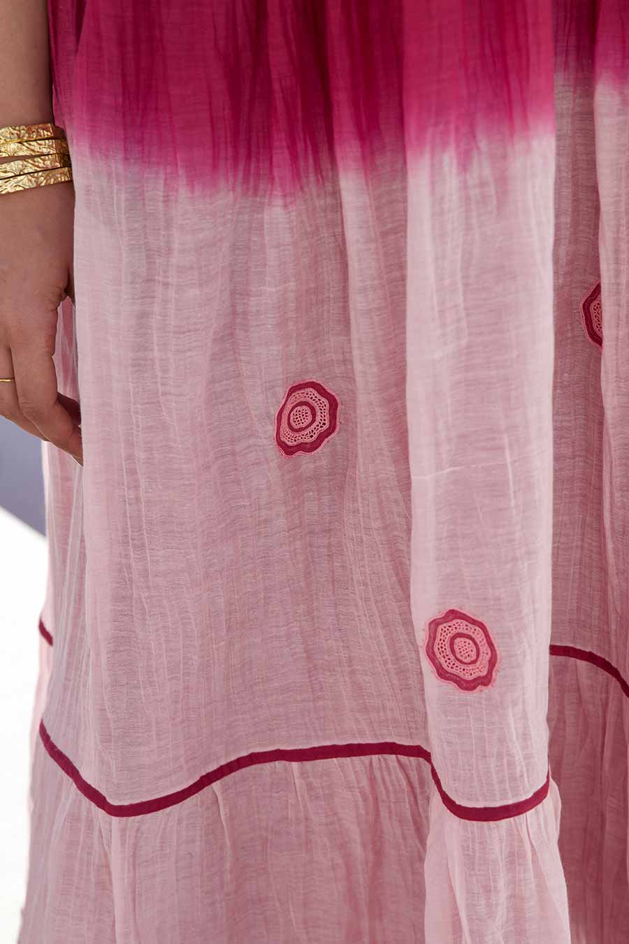 Pink Ombre Embroidered Dress