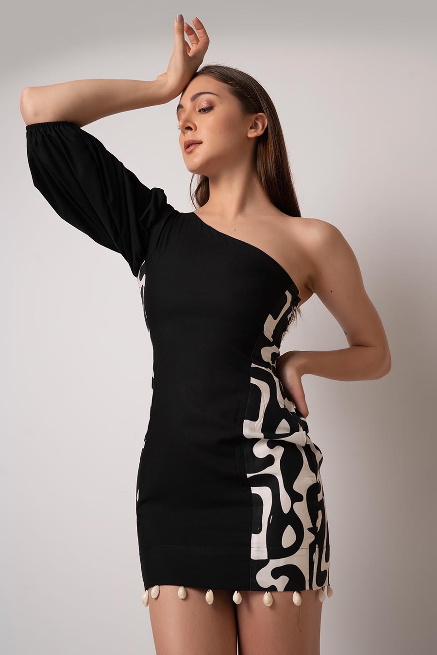 Black One-Shoulder Short Dress