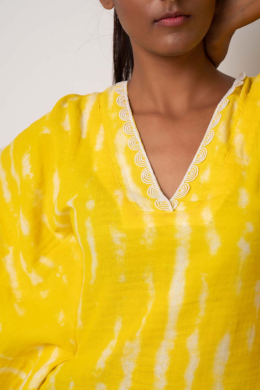 Yellow Tie-Dye Kaftan Dress