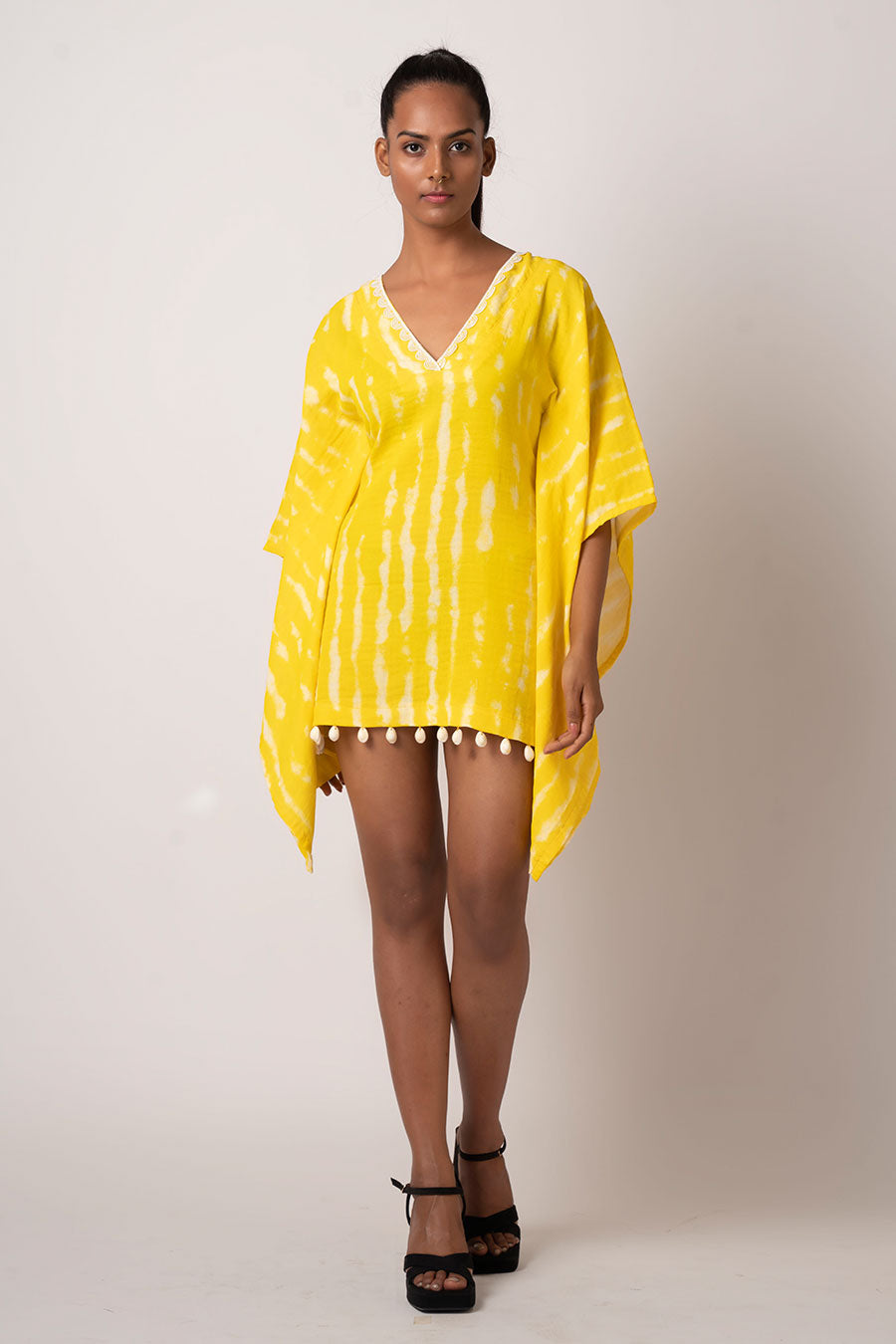 Yellow Tie-Dye Kaftan Dress