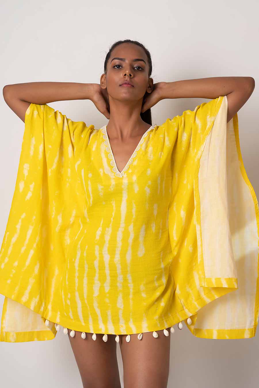 Yellow Tie-Dye Kaftan Dress