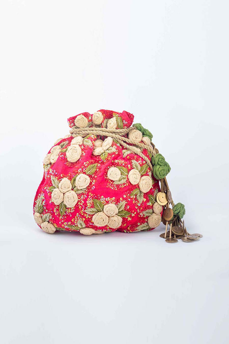 Pink Hand Embroidered Silk Potli