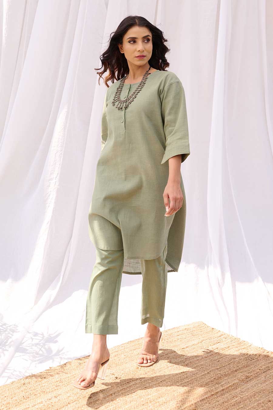 Sage Green Kurta & Pant Co-Ord Set