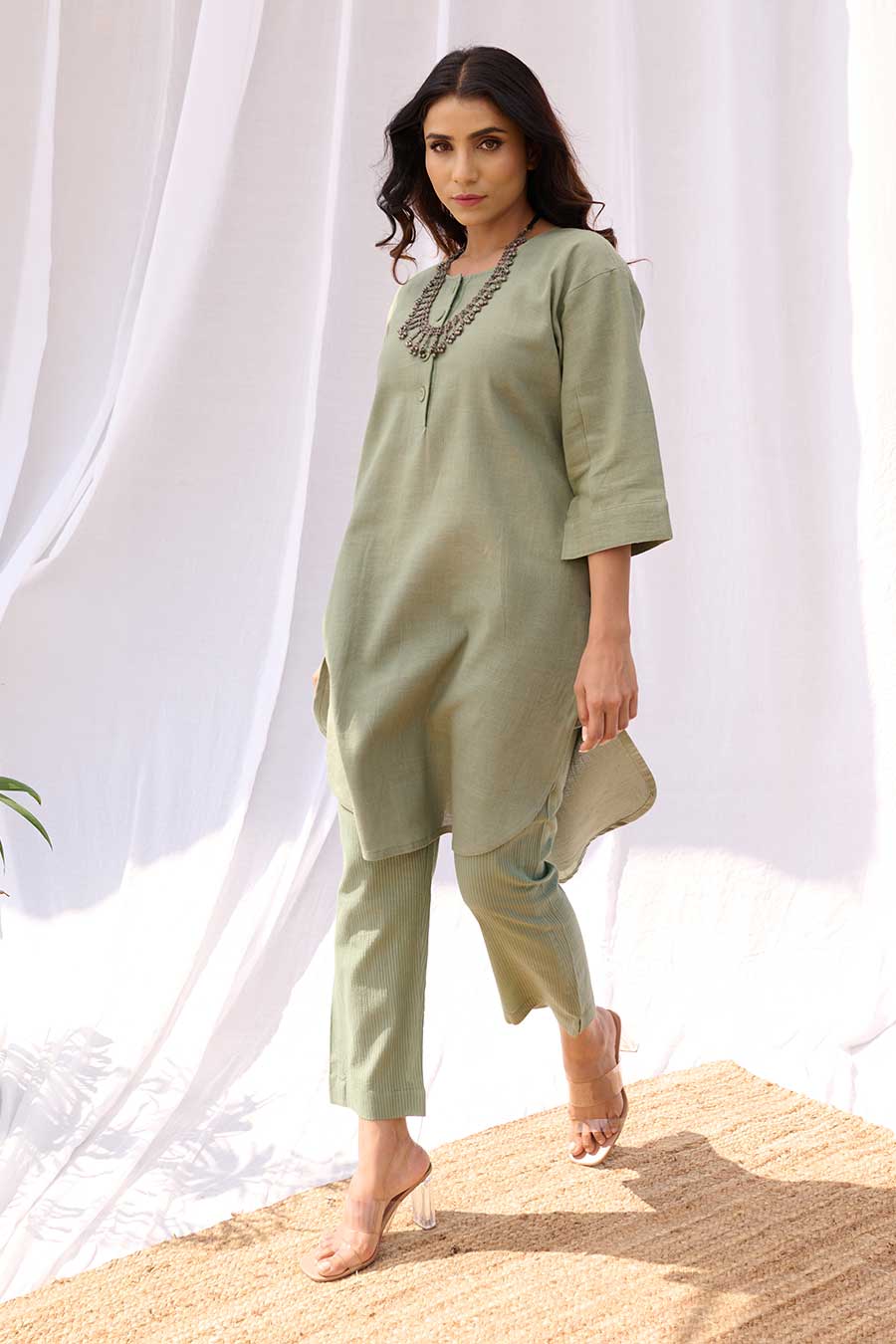 Sage Green Kurta & Pant Co-Ord Set