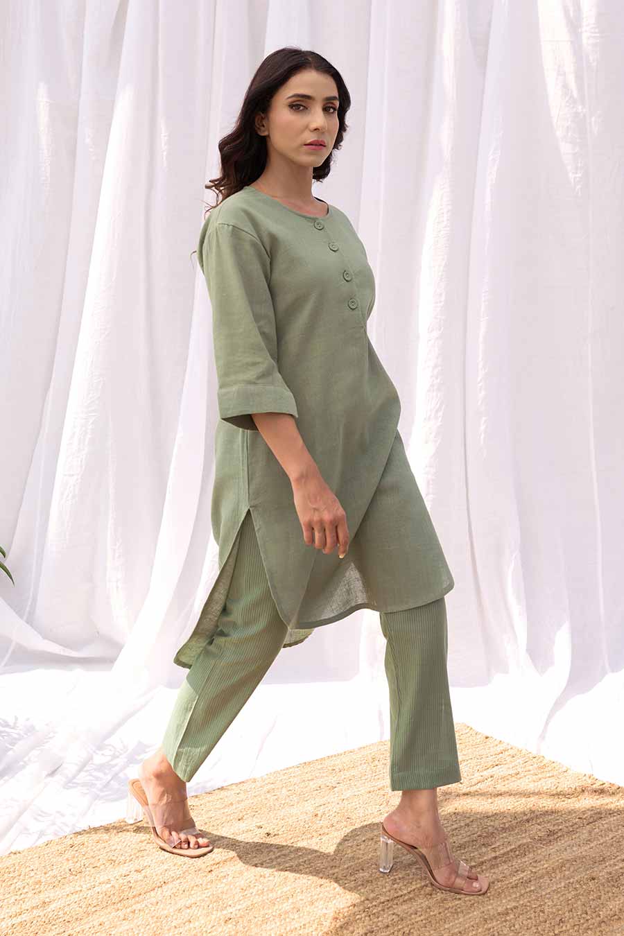 Sage Green Kurta & Pant Co-Ord Set