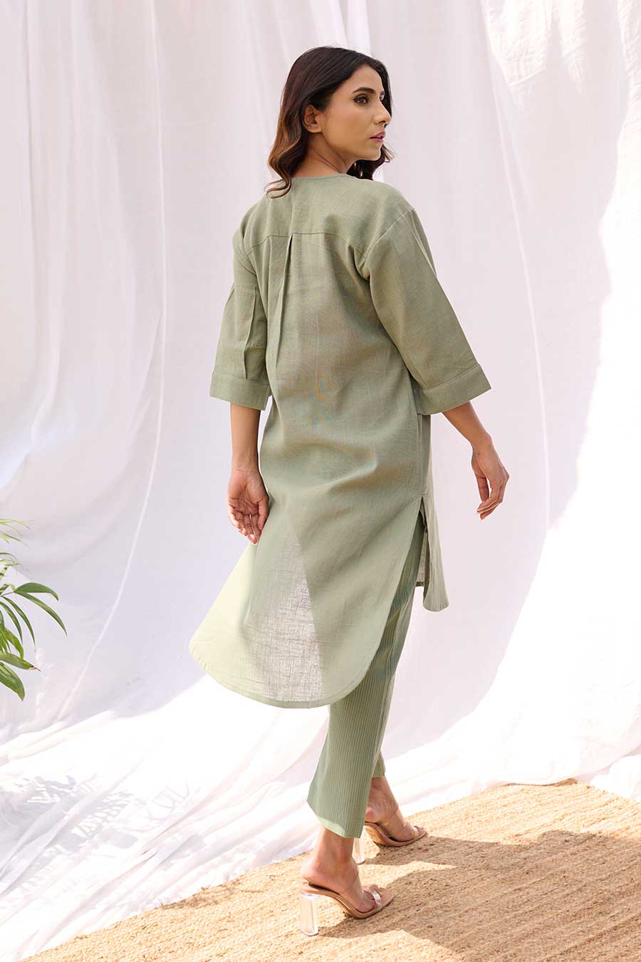 Sage Green Kurta & Pant Co-Ord Set