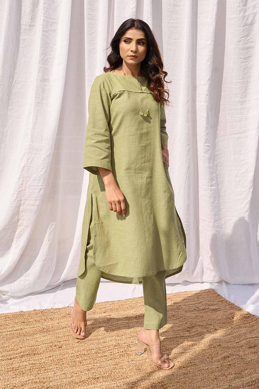 Lime Kurta & Pant Co-Ord Set