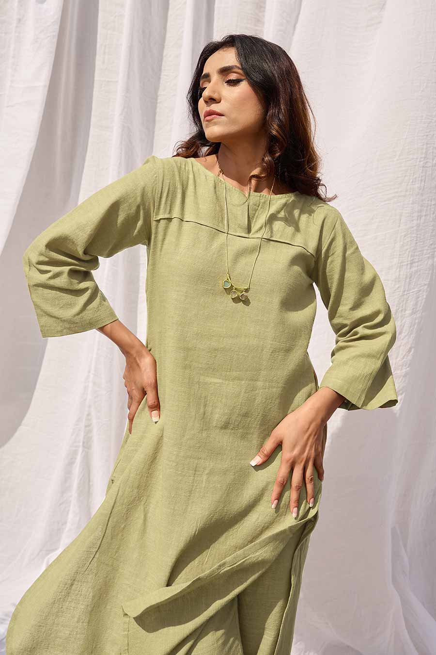 Lime Kurta & Pant Co-Ord Set