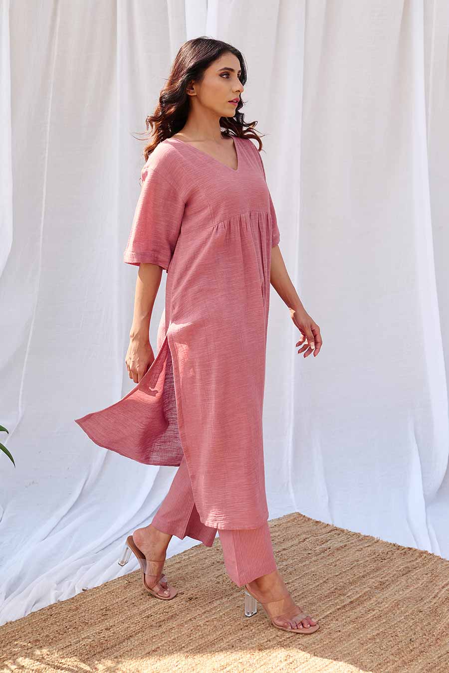 Pink Kurta & Pant Resort Co-Ord