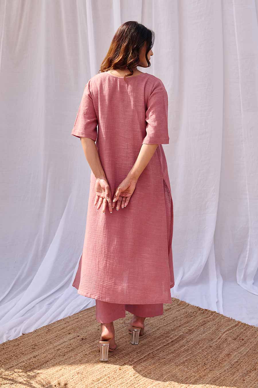 Pink Kurta & Pant Resort Co-Ord