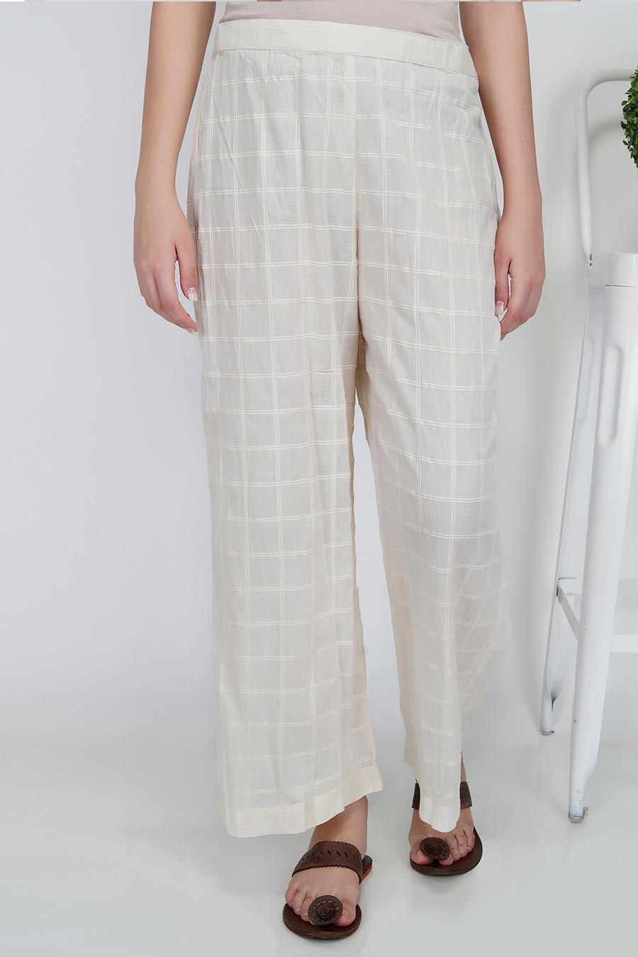 Ecru Angrakha Kurta & Pants Set