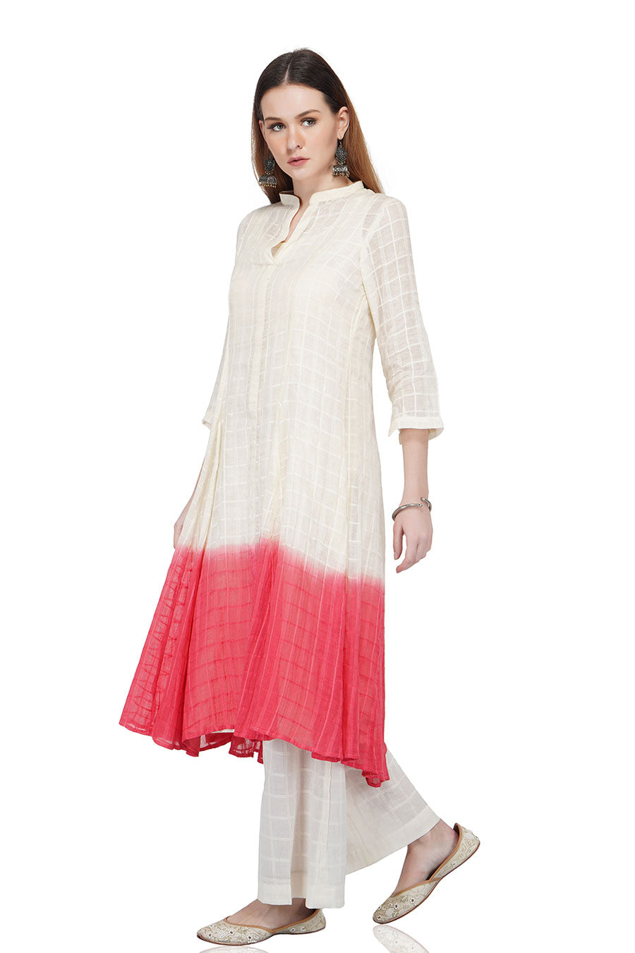 Dip Dyed Ecru Kalidar Kurta