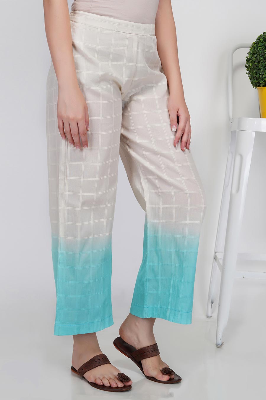 Checkered Cotton Kurta & Pants Set