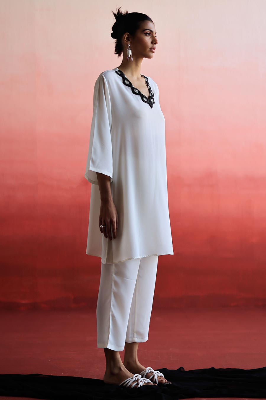 White Embroidered Kurta & Pant Set