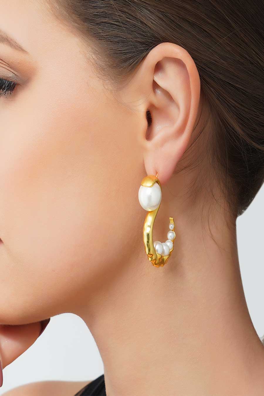 Sassy Achiever - Pearl Hoops Earrings