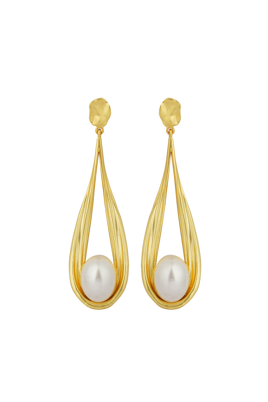 Make Dreams Work - Gold Plated Pearl Earrings