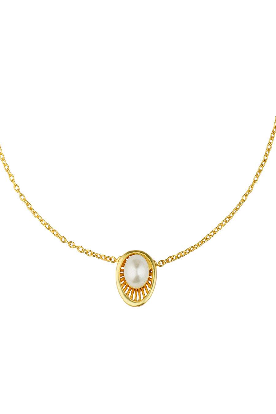 Pearl Zoned - Gold Plated Pendant Necklace