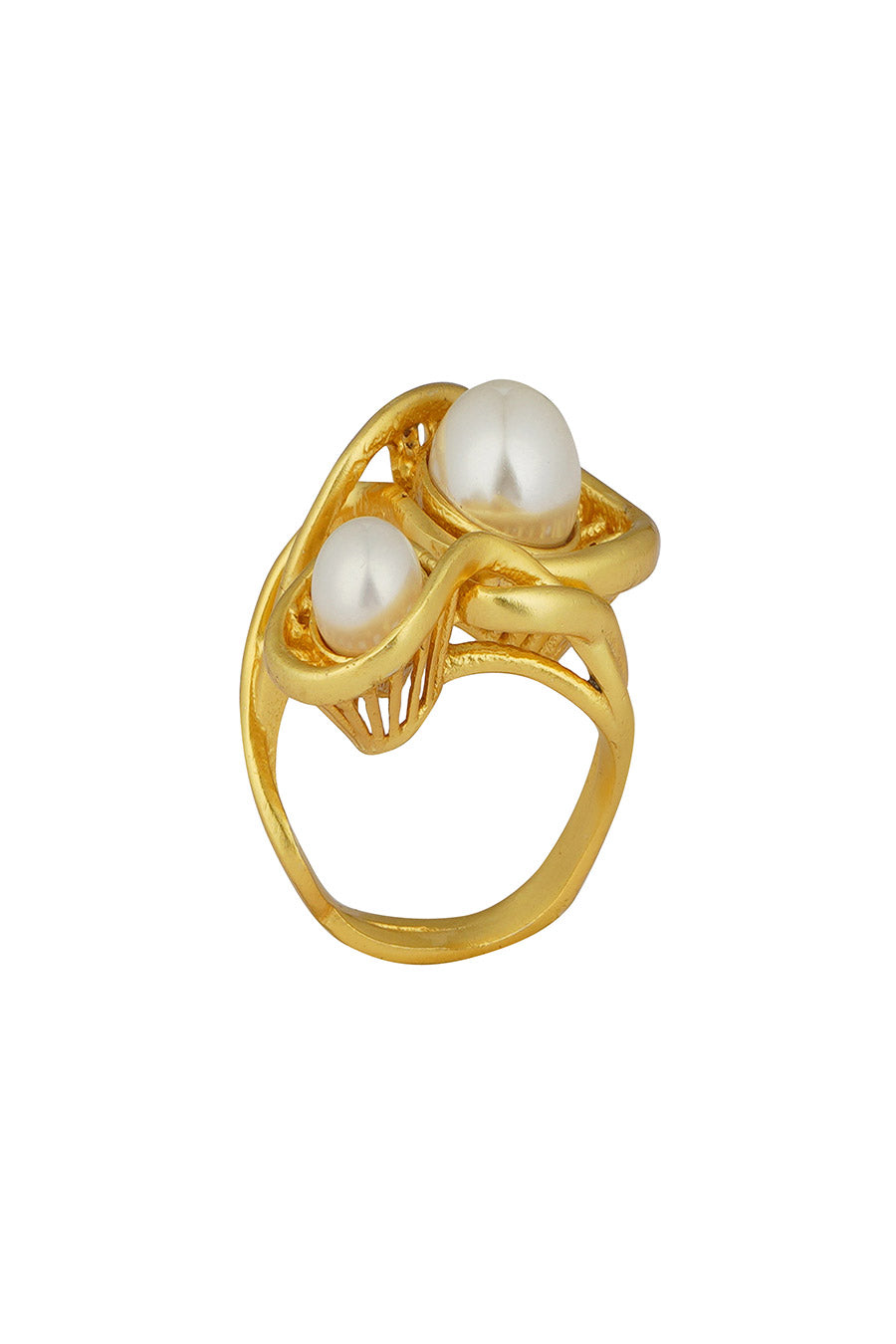 Twist in The Tale - Gold Plated Pearl Ring