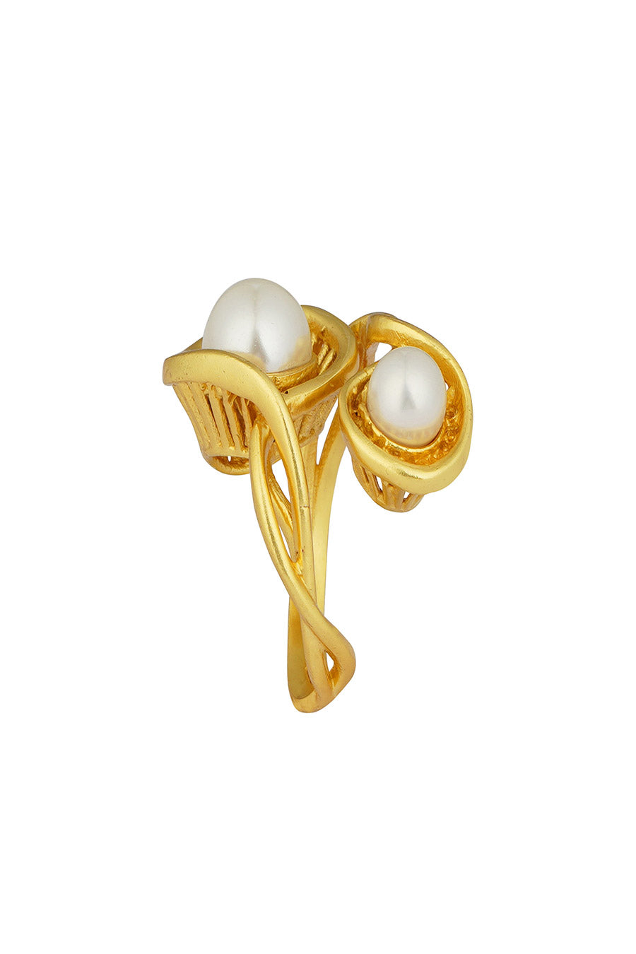 Twist in The Tale - Gold Plated Pearl Ring