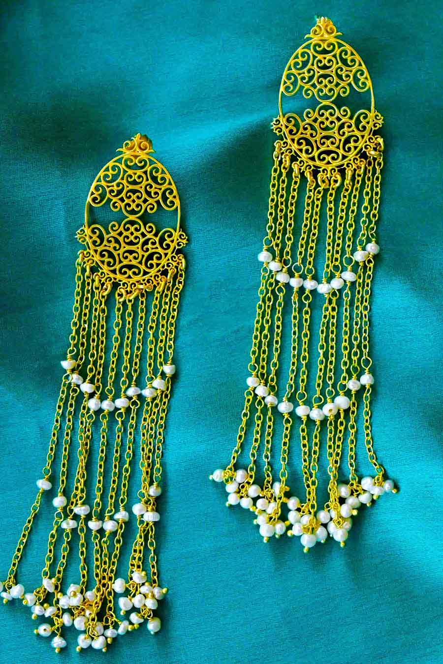 Resham Pearl Dangler Earrings