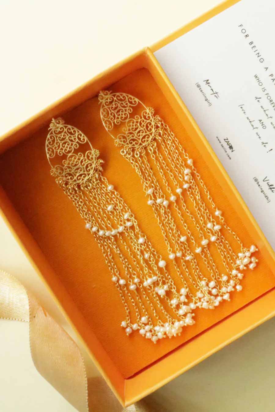 Resham Pearl Dangler Earrings