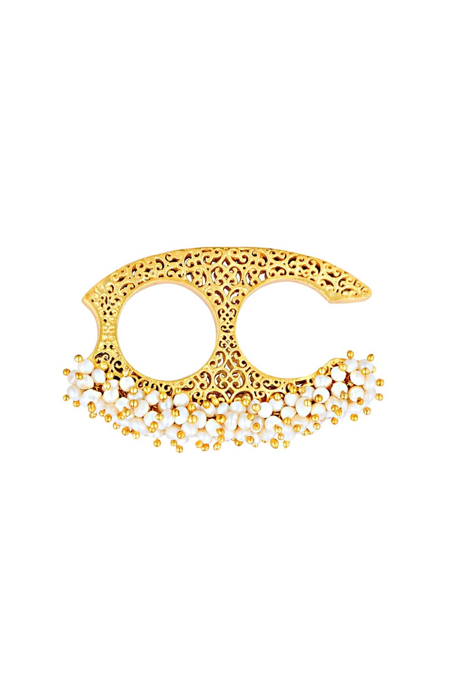 Aarya Pearl Two-Finger Ring