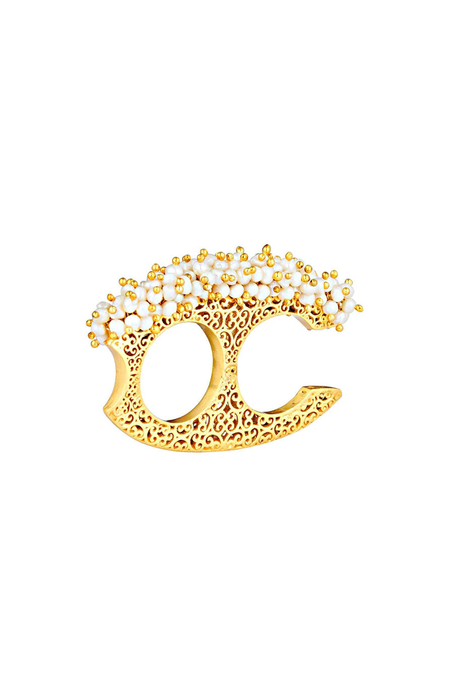 Aarya Pearl Two-Finger Ring