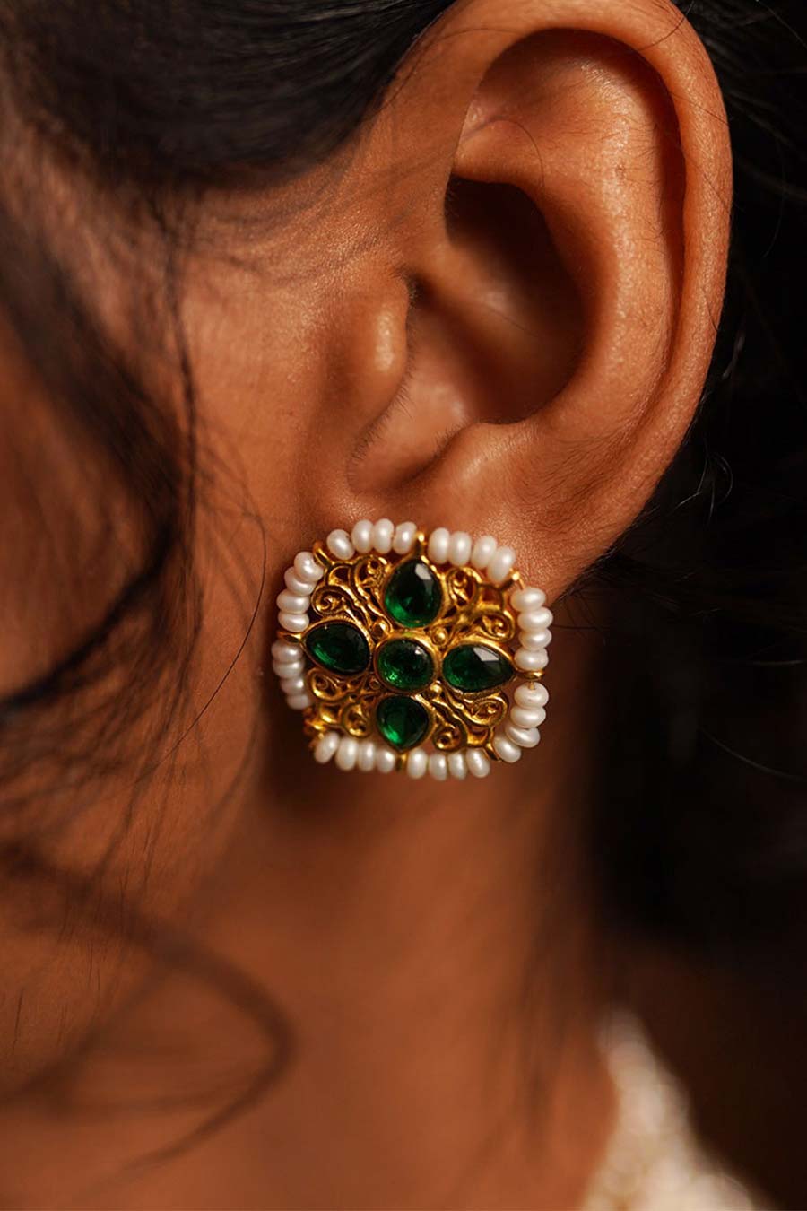 Jodha Gold Plated Stud Earrings