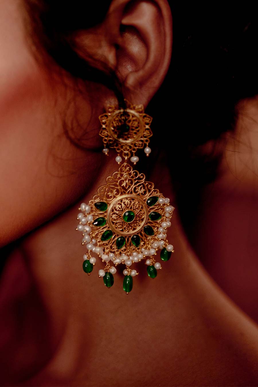 Gul-E-Bahar Gold Plated Dangler Earrings