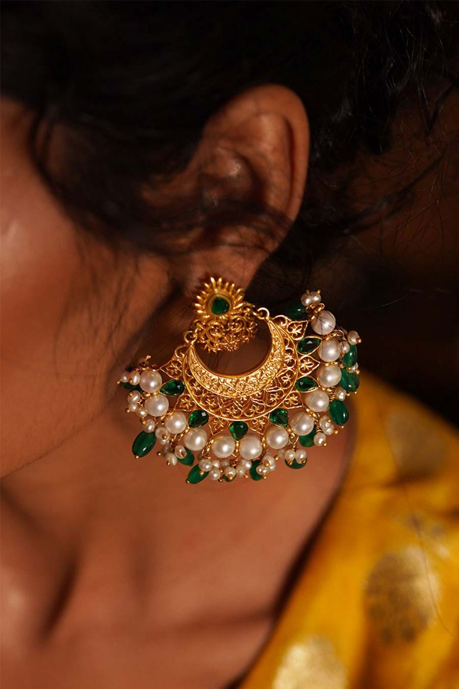 Nadira Gold Plated Chandbali Earrings