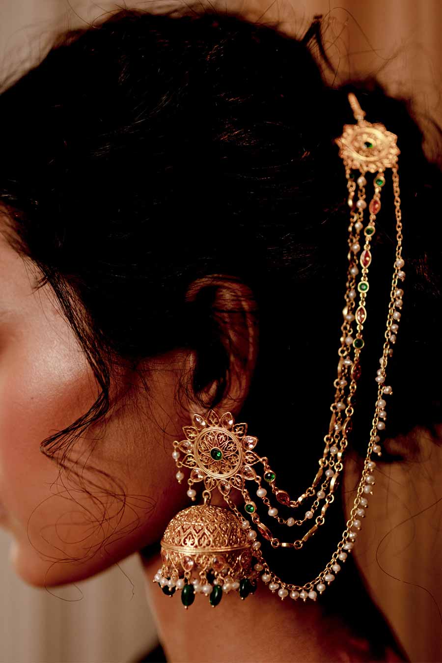 Nazakat Jhumka Earrings With Chains