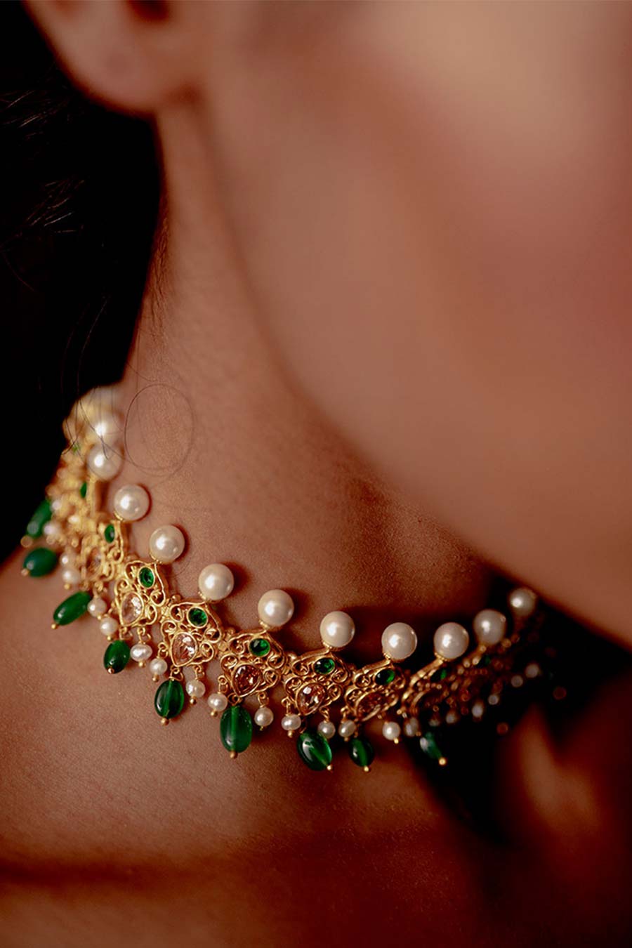 Meherunisa Gold Plated Choker Necklace