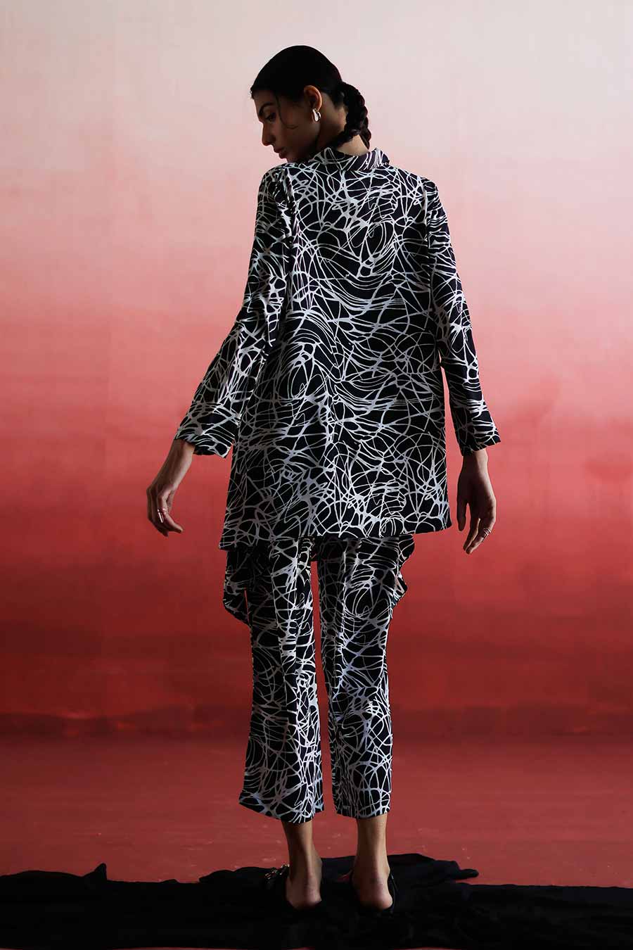 ZHEN - Low Back Shirt & Pant Co-Ord Set