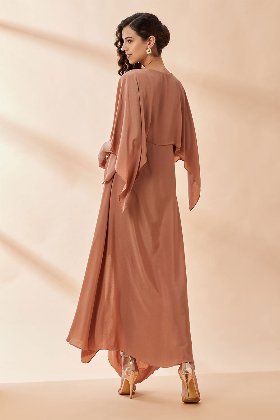 Molten Gold Embroidered Drape Dress