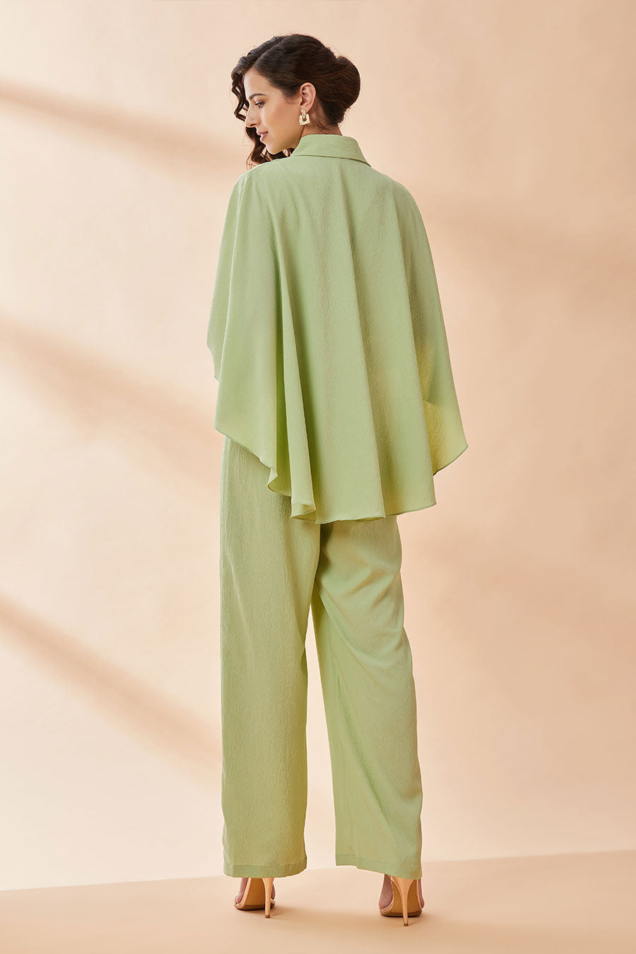 Lime Green Cape Jumpsuit With Belt