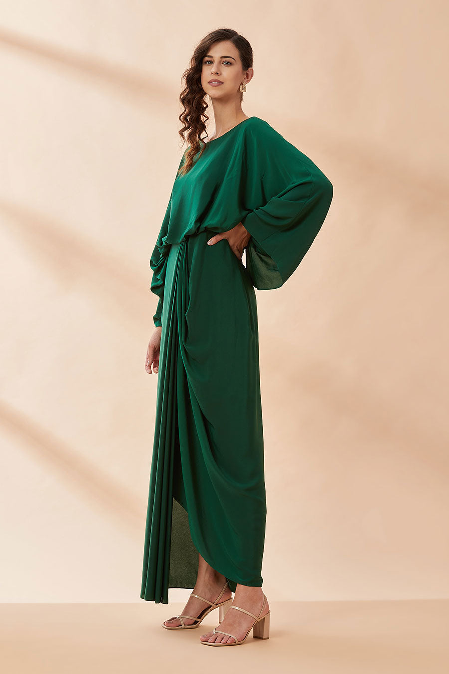 Emerald Lounge Drape Dress