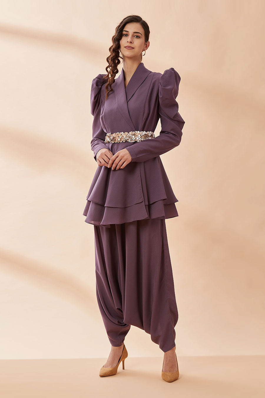 Purple Co-Ord Set with Belt