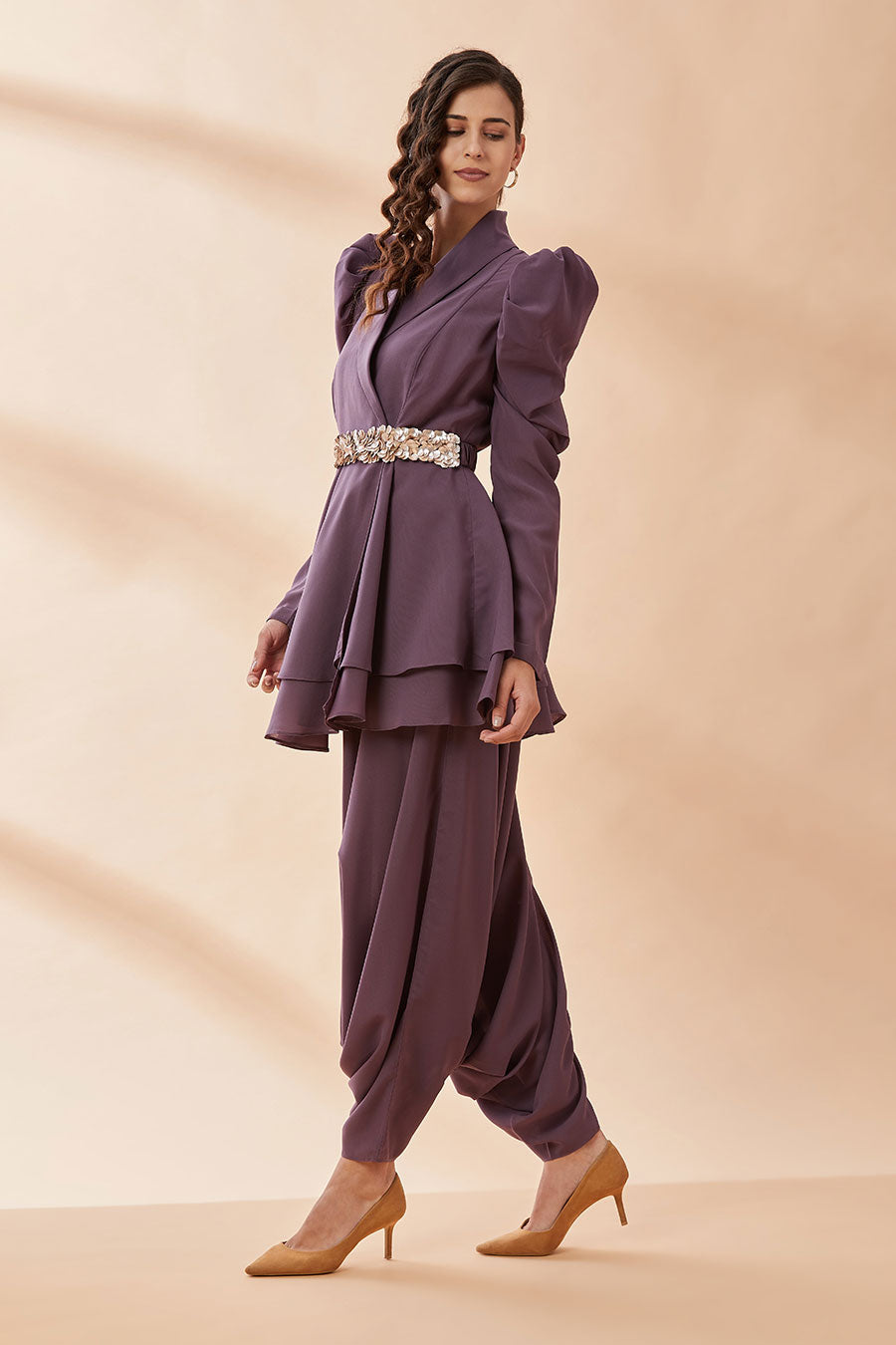 Purple Co-Ord Set with Belt