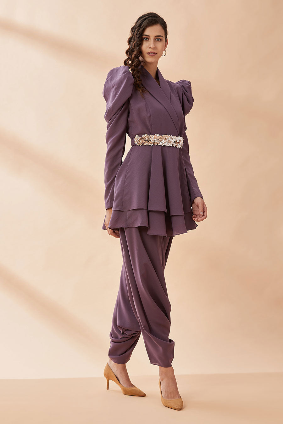 Purple Co-Ord Set with Belt