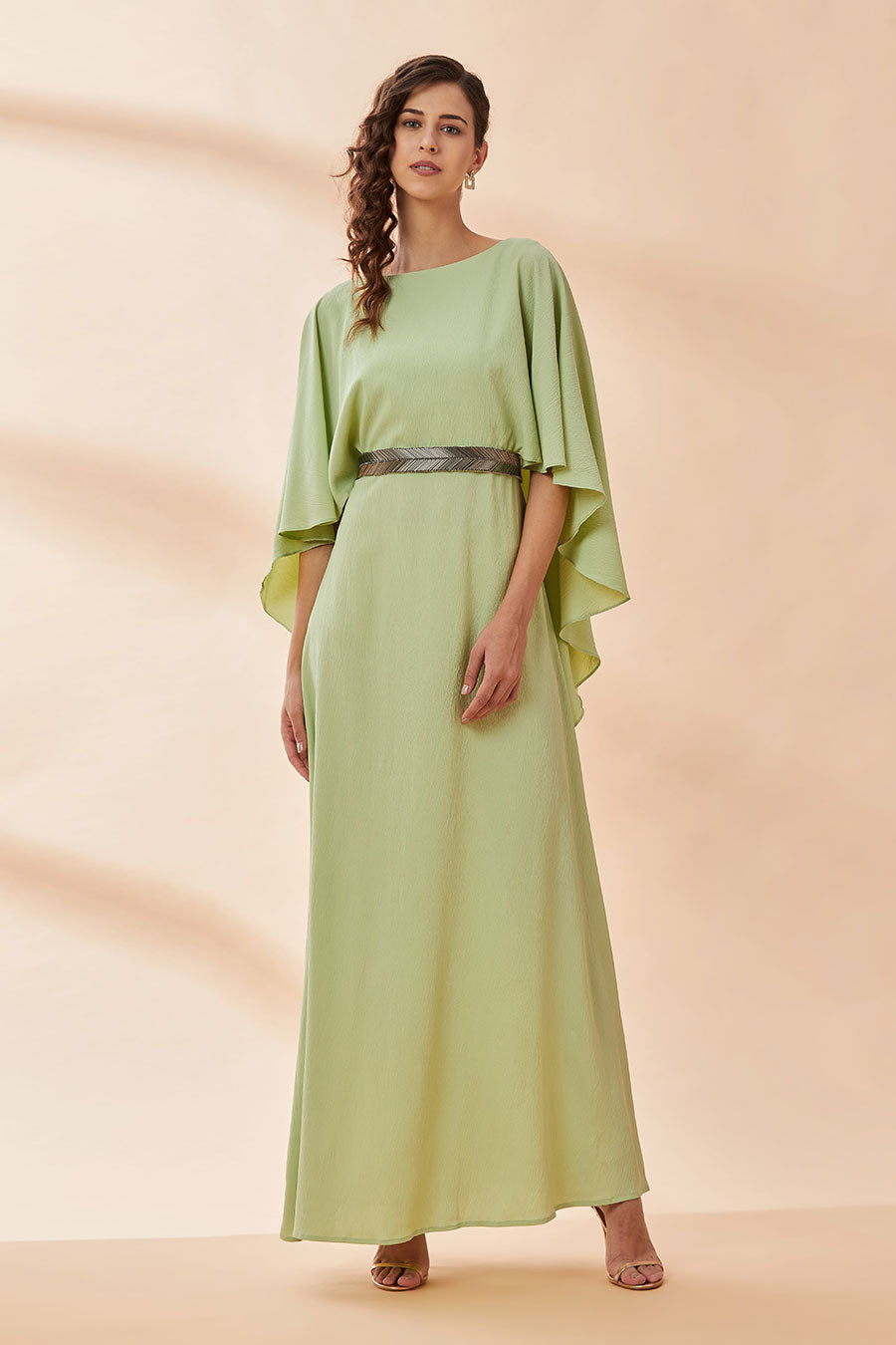 Lime Green Maxi Dress With Belt