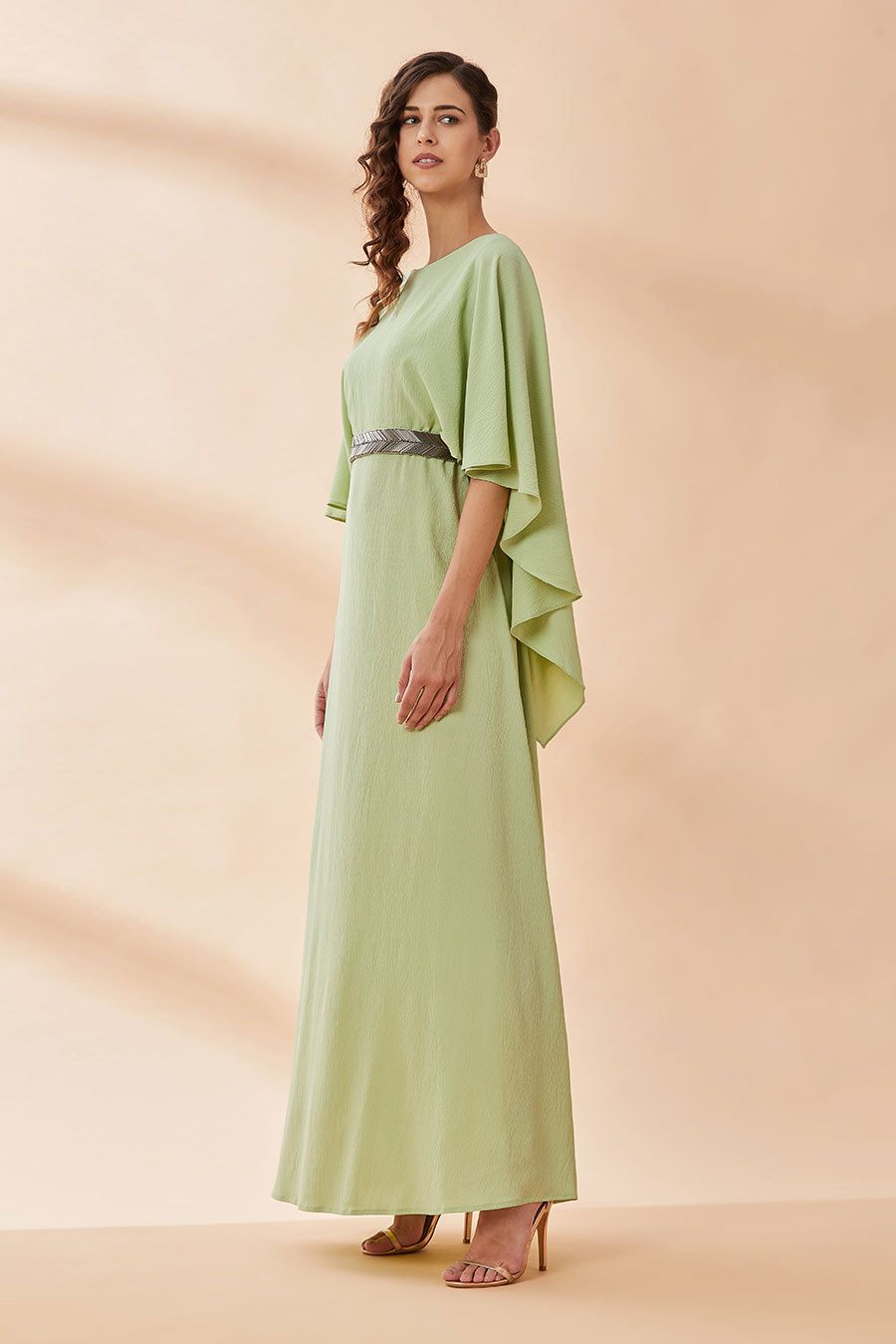 Lime Green Maxi Dress With Belt