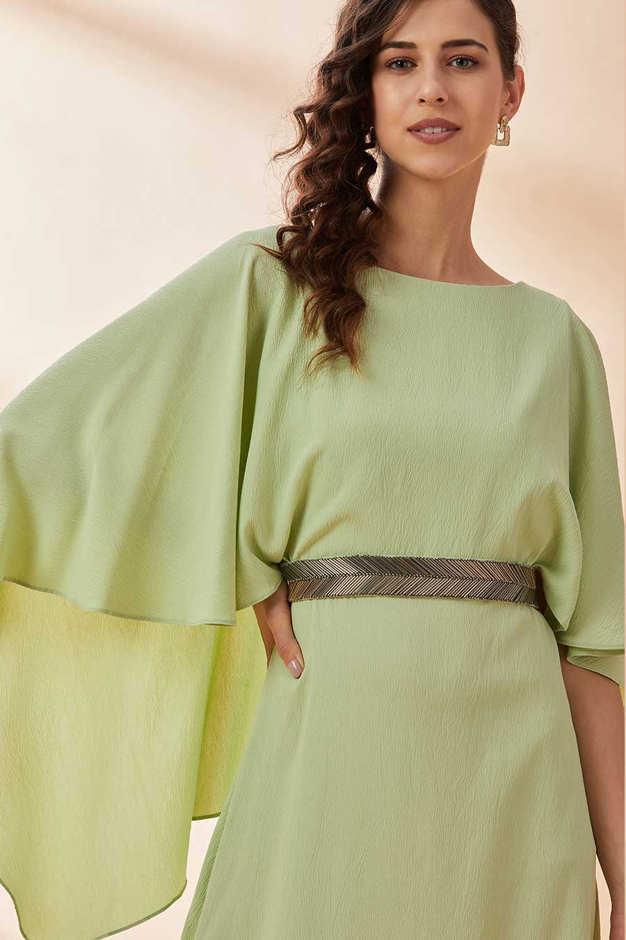 Lime Green Maxi Dress With Belt