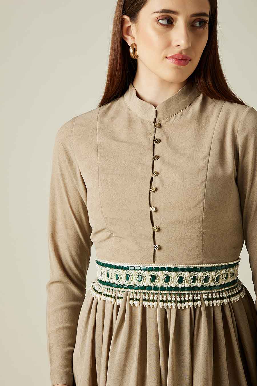 Fawn Sharara Co-Ord Set With Embellsihed Belt
