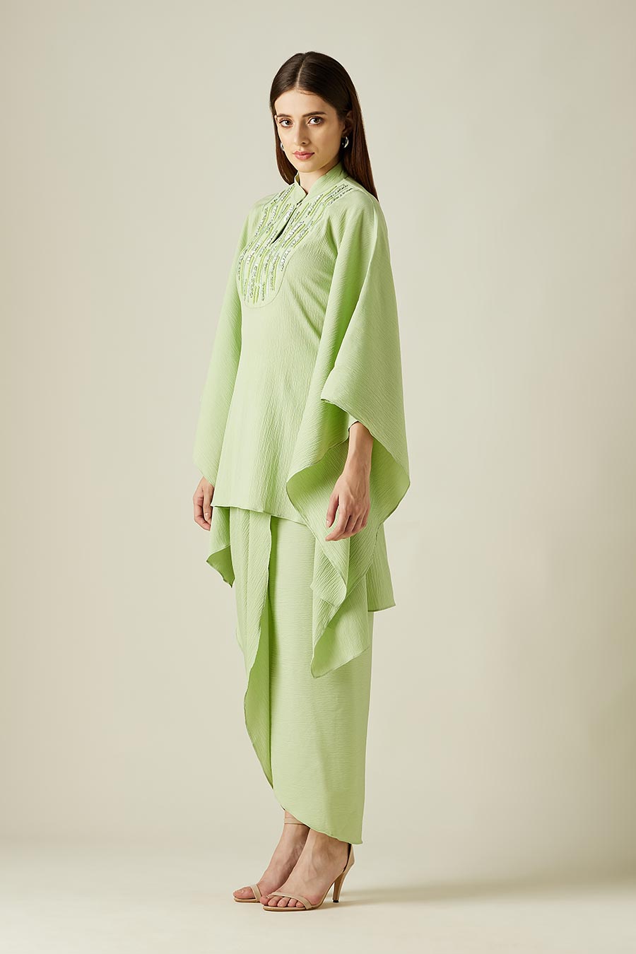 Pebble Green Kaftan & Drape Skirt Co-Ord Set